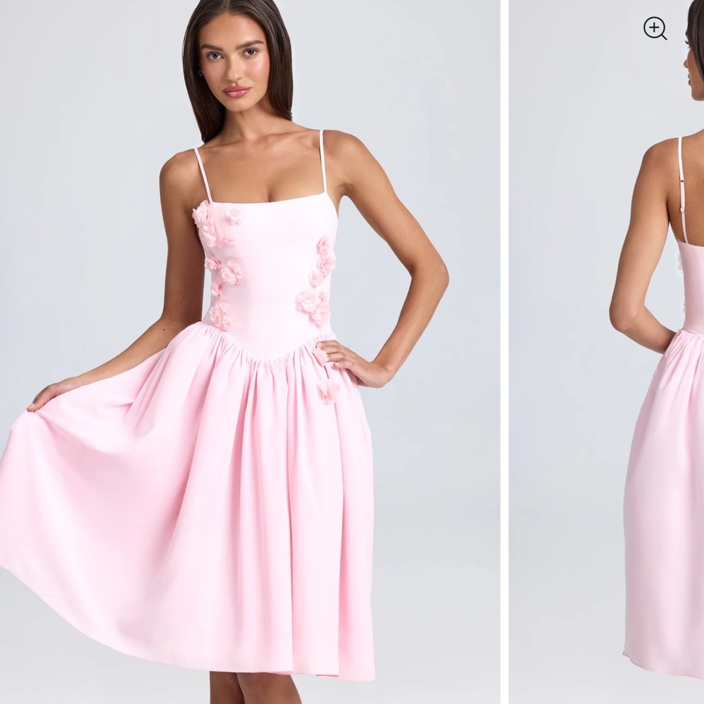 OHPOLLY Floral Midi Dress in Blush Size 16 (BRAND NEW)